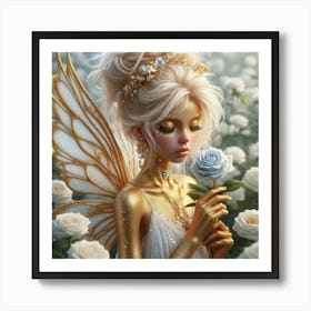 Fairy In A Field Of Roses Art Print