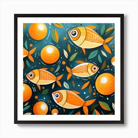 Orange Fish Pattern Art Print