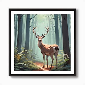 Deer In The Woods 14 Art Print