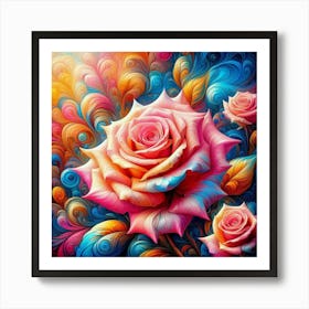 Roses And Swirls Art Print