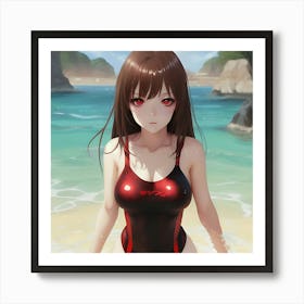 Anime Girl In Swimsuit 1 Art Print