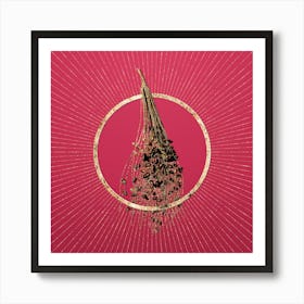 Gold Normal Spadice of the Palm Glitter Ring Botanical Art on Viva Magenta n.0162 Art Print