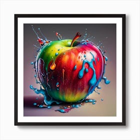 Apple Splashed With Water Art Print