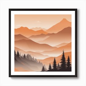 Misty mountains background in orange tone 117 Art Print