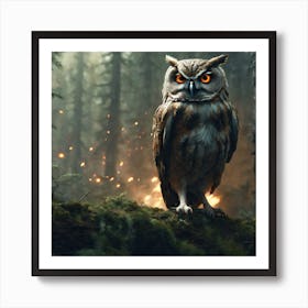 Owl In The Forest 101 Art Print