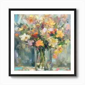 Abstract Oils Floral Vase 2 Art Print