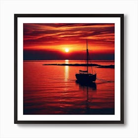 Sailboat At Sunset 26 Art Print