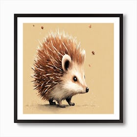 A Cute Minimalistic Simple Hedgehog Side Profile C Art Print