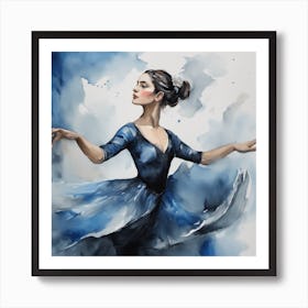 Ballerina In Blue Dress Art Print