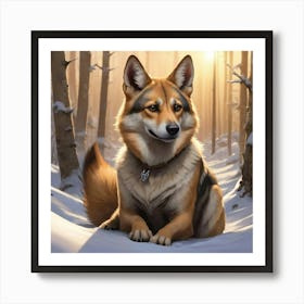 Dog In The Woods Art Print