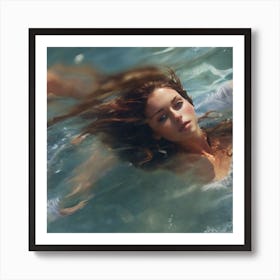 A Beautiful Woman Emerges From The Sea Art Print
