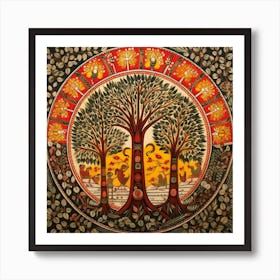 Sahitya Kala Madhubani Painting Indian Traditional Style Art Print