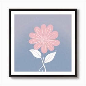 A White And Pink Flower In Minimalist Style Square Composition 89 Art Print