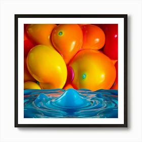 Firefly Red, Yellow, Blue, Orange, 3d, Flowing, Drops, Milk, Turquoise, Glowing, Background, Vibrant (8) Art Print