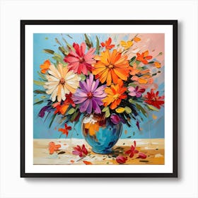 Flowers In A Blue Vase Art Print