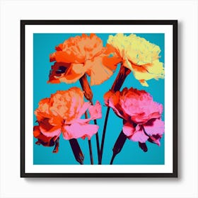 Andy Warhol Style Pop Art Flowers Carnation 4 Square Art Print