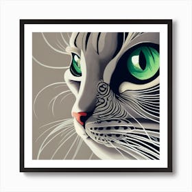 Cat With Green Eyes 1 Art Print