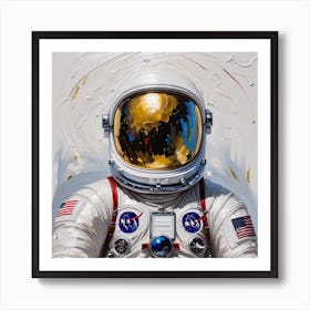 Astronaut Day Spaceman In White Space Suit Costume Open Glass Helmet 3 (1) Art Print