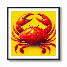 Red Crab Yellow Kitchen Restaurant Art Print