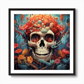 Skull And Flowers 1 Art Print