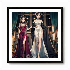 Two Anime Girls In Dresses Art Print