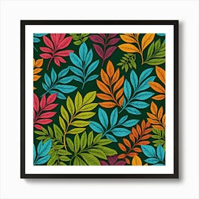 Colorful Leaves Seamless Pattern Art Print