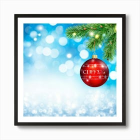 Christmas Tree Ball Background Holiday Merry Celebration Pine Ornament Glow Happy Design (15) Art Print