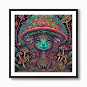 Psychedelic Mushroom Girl Art Print