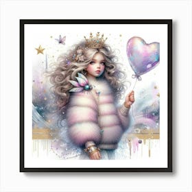 Girl With A Heart Balloon Art Print