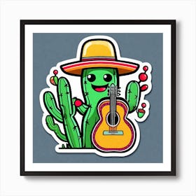 Cactus With Guitar 2 Art Print