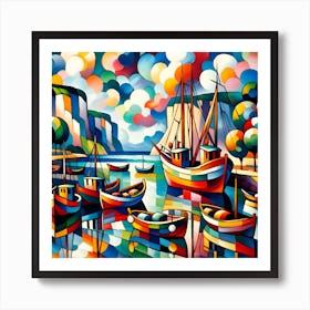 Boats In The Harbor Art Print