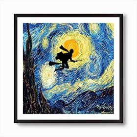 Harry Potter Starry Night Vincent Van Gogh Parody Art Print