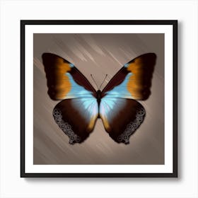 Mechanical Butterfly The Morpho Cisseis Gahua On A Beige Background Art Print