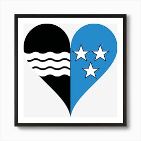 Heart Love Switzerland Aargau Canton Stars Waves Heart Shaped Coat Of Arms Flag Heart Shape Art Print