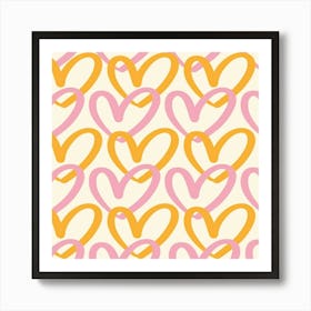 Pink Hearts Art Print