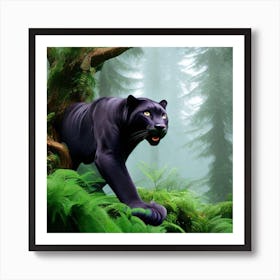 Black Panther In The Forest Art Print