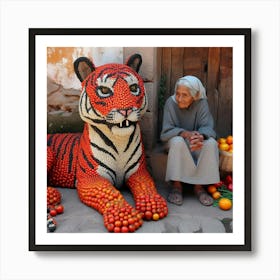 Tiger Made Of Fruit Art Print