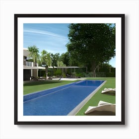 Modern Villa With Swimming Pool 1 Art Print