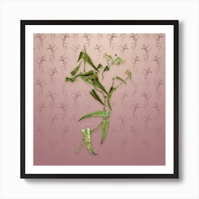 Vintage Rough Bindweed Botanical on Dusty Pink Pattern n.0985 Art Print