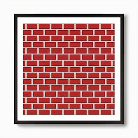 Realistic Red Brick Wall Art Print