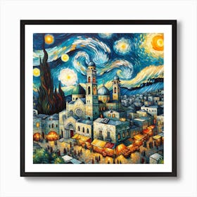 Bethlehem Night: A Van Gogh Inspiration Art Print
