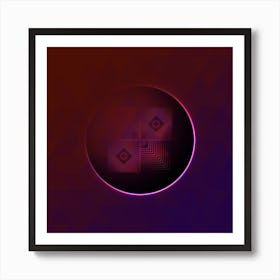 Geometric Neon Glyph on Jewel Tone Triangle Pattern 324 Art Print
