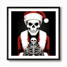 Santa Claus Skeleton Art Print