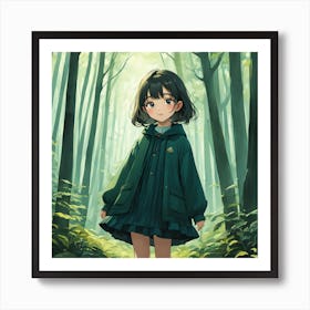 Anime Girl In The Forest 1 Art Print