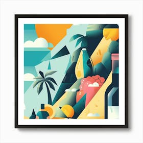 Illustration Of A Beach Scene Art Print