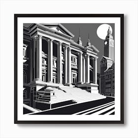 London Cityscape, black and white art Art Print