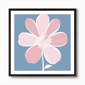 A White And Pink Flower In Minimalist Style Square Composition 409 Art Print