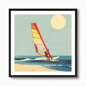 Windsurfing On The Beach Art Print