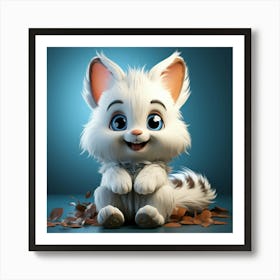 Cute White Cat 2 Art Print