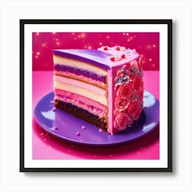 Pink And Purple Slice Of Cake (7) (1) Art Print